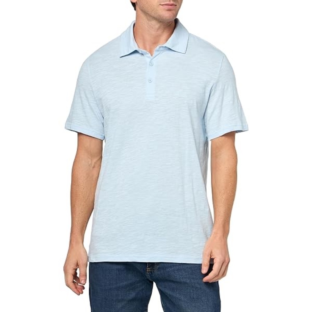 Vince Men's Classic Slub‎ Polo Light Blue 100% Cotton Size XXL